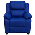 Alternate image 1 for Flash Furniture Vinyl Kids Recliner with Storage Arms in Blue
