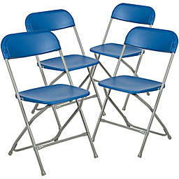 Flash Furniture Plastic Folding Chairs in Blue (Set of 4)