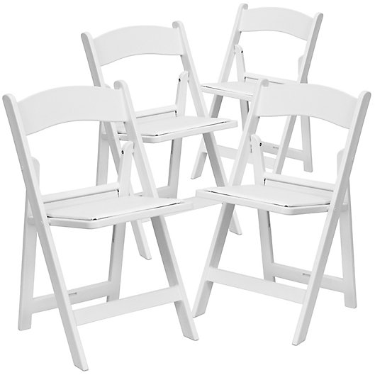Flash Furniture Hercules Resin Folding, White Wooden Padded Folding Chairs