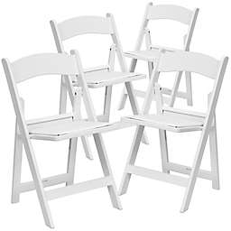 Flash Furniture Hercules Resin Folding Chairs in White (Set of 4)