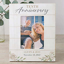 Floral Anniversary Personalized 5-Inch x 7-Inch Vertical Shiplap Picture Frame