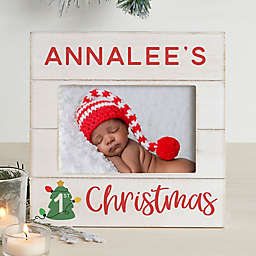 Baby's First Christmas Personalized Horizontal 4-Inch x 6-Inch Shiplap Frame