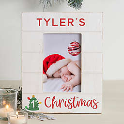 Baby's First Christmas Personalized Vertical 4-Inch x 6-Inch Shiplap Frame