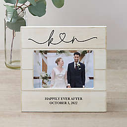 Drawn Together By Love Personalized Wedding Horizontal 4-Inch x 6-Inch Shiplap Frame