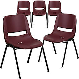 Flash Furniture 32-Inch Plastic Stack Chair in Burgundy (Set of 5)