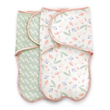 Ingenuity Farewell Fuss&trade; 2-Pack Easy-Wrap Baby Swaddles in Posy. View a larger version of this product image.
