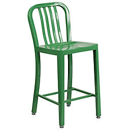 Flash Furniture 24-Inch Metal Stool with Back in Green