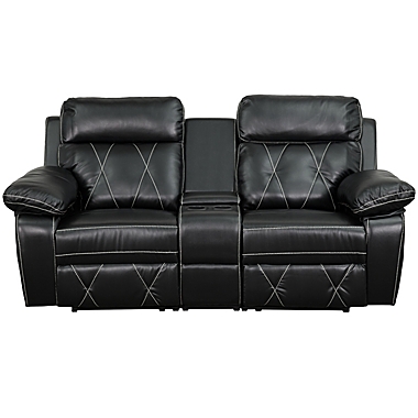 Flash Furniture 78-Inch Leather 2-Seat Reclining Theater Set in Black. View a larger version of this product image.