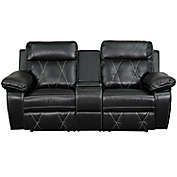 Flash Furniture 78-Inch Leather 2-Seat Reclining Theater Set in Black