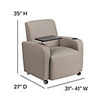 Alternate image 2 for Flash Furniture 35-Inch Guest Wheeled Leather Chair in Grey