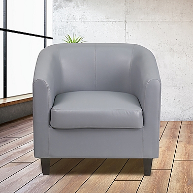 Flash Furniture 28-Inch Leather Reception Chair in Grey. View a larger version of this product image.