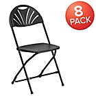 Alternate image 2 for Flash Furniture Fan Back Plastic Folding Chairs in Black (Set of 8)