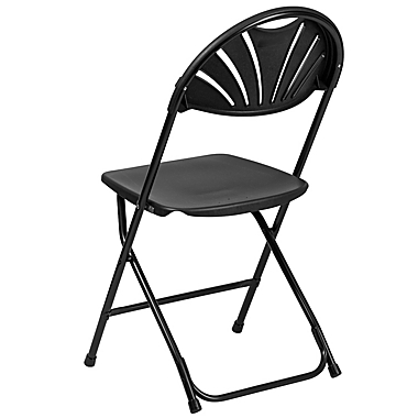 Flash Furniture Fan Back Plastic Folding Chairs in Black (Set of 8). View a larger version of this product image.