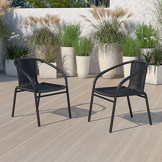 Flash Furniture Rattan Stackable Patio, Patio Arm Chairs