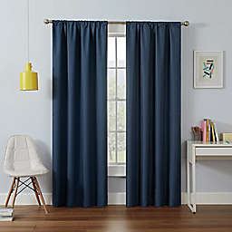 Eclipse Kendall 95-Inch Rod Pocket Room Darkening Window Curtain Panel in Denim (Single)