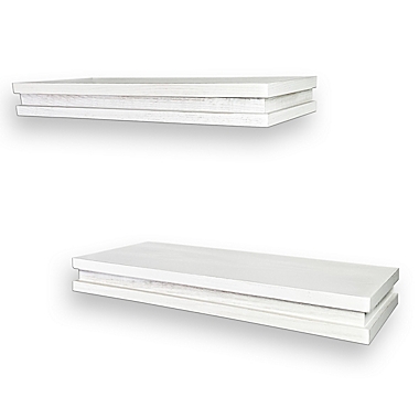 Everhome&trade; Decorative Wood Shelves in White Wash (Set of 2). View a larger version of this product image.