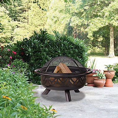 UniFlame&reg; 36-Inch Steel Wood Burning Firebowl in Oil Rubbed Bronze. View a larger version of this product image.
