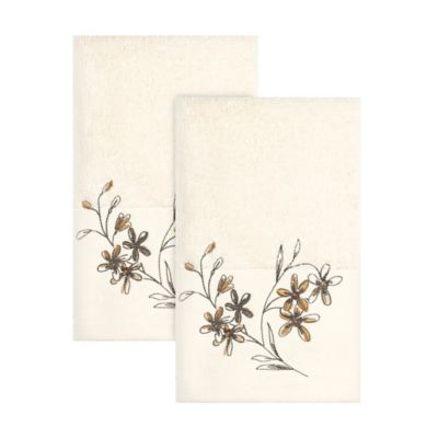 Bee &amp; Willow&trade; Embroidered Floral Vine Hand Towels in Natural (Set of 2)