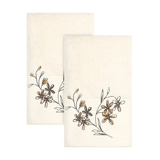 Alternate image 1 for Bee & Willow™ Embroidered Floral Vine Hand Towels in Natural (Set of 2)