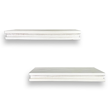 Everhome&trade; Decorative Wood Shelves in White Wash (Set of 2). View a larger version of this product image.