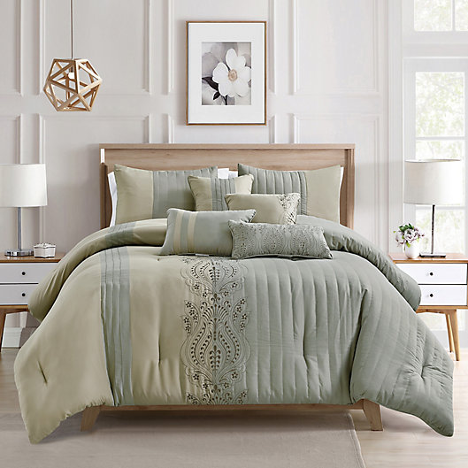 Alternate image 1 for Elight Home Kaleen 7-Piece Queen Comforter Set in Grey
