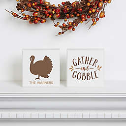 Gather and Gobble Thanksgiving Double Shelf Blocks in Beige (Set of 2)
