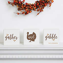Gather and Gobble Thanksgiving Triple Shelf Blocks in Beige (Set of 3)