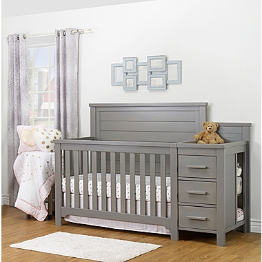 Sorelle Farmhouse Convertible Crib and Changer in Weathered Grey. View a larger version of this product image.