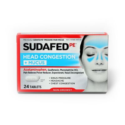 Sudafed PE&reg; 24-Count Head Congestion + Mucus Non-Drowsy Relief Tablets