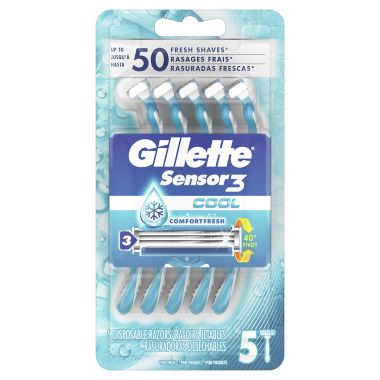 Gillette&reg; Sensor3 Cool 5-Count Disposable Razors. View a larger version of this product image.