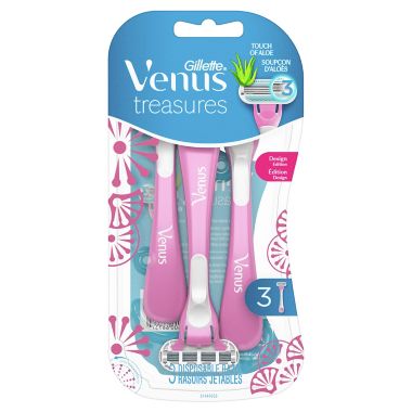 Gillette&reg; 3-Pack Venus Treasures Disposable 3-Blade Razors. View a larger version of this product image.