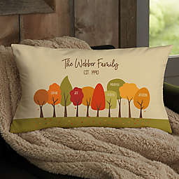 Fall Family Trees Personalized Lumbar Velvet Throw Pillow