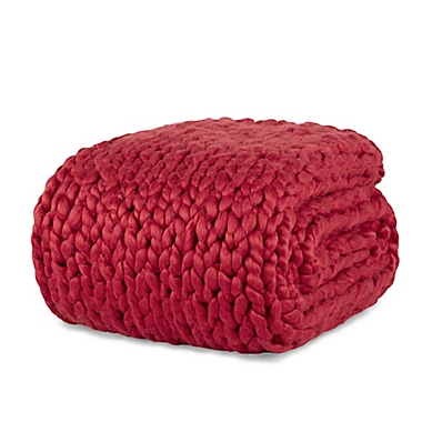 Laura Hill Felted Chunky Knit Throw Blanket in Red. View a larger version of this product image.