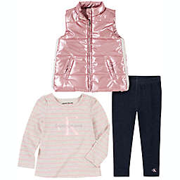 Calvin Klein® 3-Piece Vest, Top, and Pant Set in Pink