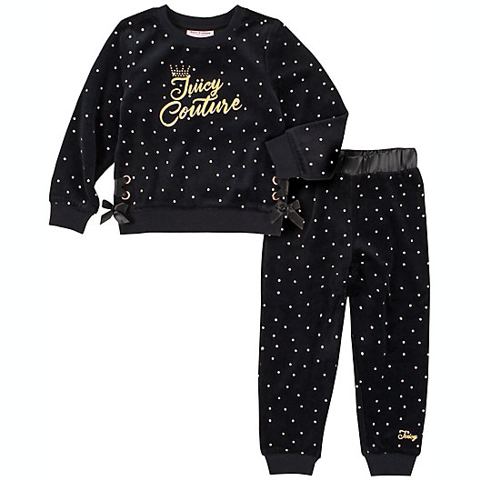 Alternate image 1 for Juicy Couture® 2-Piece Velour Jogger and Pullover Set in Black