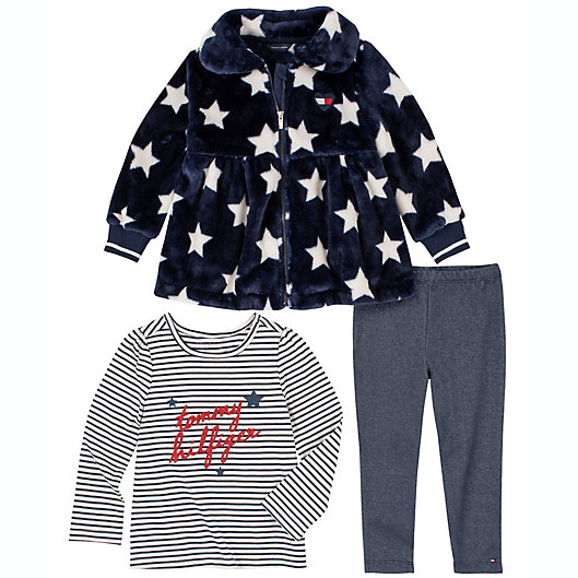 Alternate image 1 for Tommy Hilfiger® 3-Piece Striped Jacket, Top and Pant Set in Navy/White