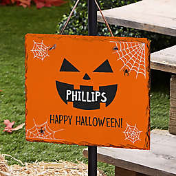 Jack-O-Lantern Face Halloween Outdoor Slate Sign