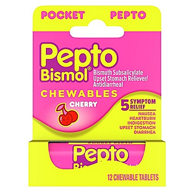 Pepto-Bismol&reg; 12-Count To-Go Chewable Tablets in Cherry. View a larger version of this product image.