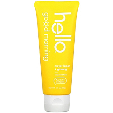 hello&reg; Good Morning 3 oz. Fluoride-Free Toothpaste in Meyer Lemon + Ginseng. View a larger version of this product image.