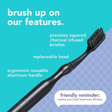 hello&reg; Replaceable Head Toothbrush Starter Kit in Black. View a larger version of this product image.