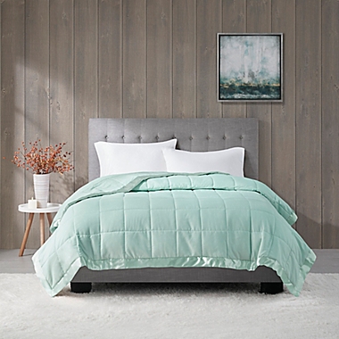 Madison Park&reg; Windom Twin Microfiber Throw Blanket in Seafoam. View a larger version of this product image.