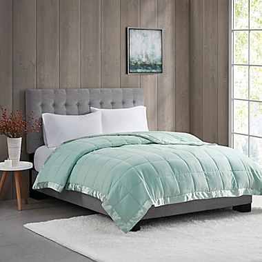 Madison Park&reg; Windom Twin Microfiber Throw Blanket in Seafoam. View a larger version of this product image.