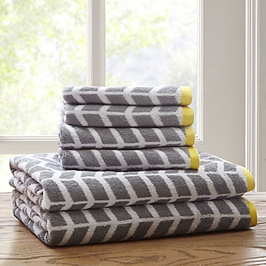 Intelligent Design Nadia Cotton Jacquard 6-Piece Towel Set in Grey. View a larger version of this product image.