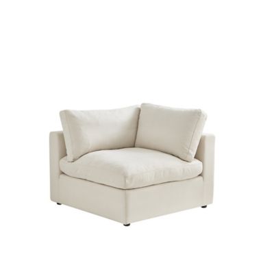 Shabby Chic Linen Modular Corner Sofa Seat in Cream White