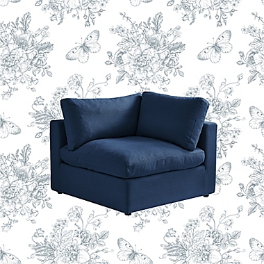 Shabby Chic Linen Modular Corner Sofa Seat in Navy. View a larger version of this product image.
