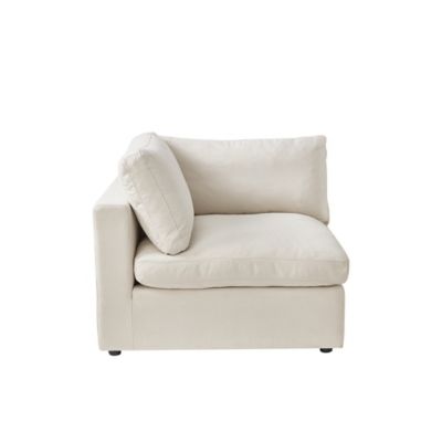 Shabby Chic Linen Left-Arm Modular Sofa Seat in Cream White