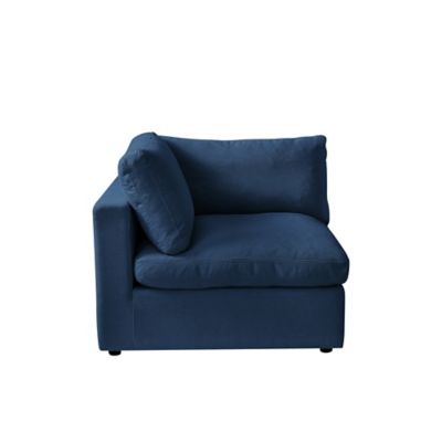 Shabby Chic Linen Left-Arm Modular Sofa Seat in Navy