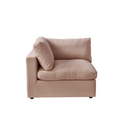 Shabby Chic Linen Left-Arm Modular Sofa Seat in Pink