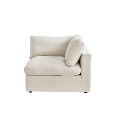Shabby Chic Linen Right-Arm Sofa Seat in Cream White
