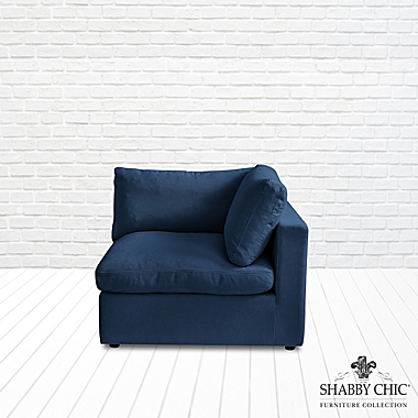 Shabby Chic Linen Right-Arm Sofa Seat in Navy. View a larger version of this product image.